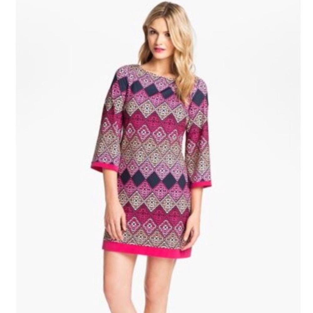Eliza J Mosaic diamond pattern shift dress sz 6